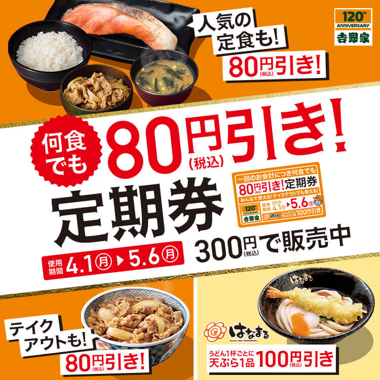 吉野家80円引き定期券
